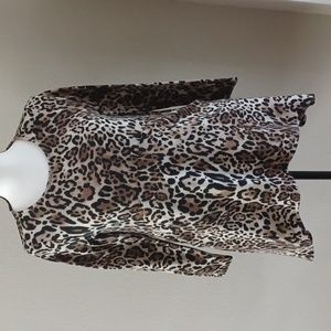 Chico's Scoop Neck Tunic Top Cheetah Print Long Sleeve